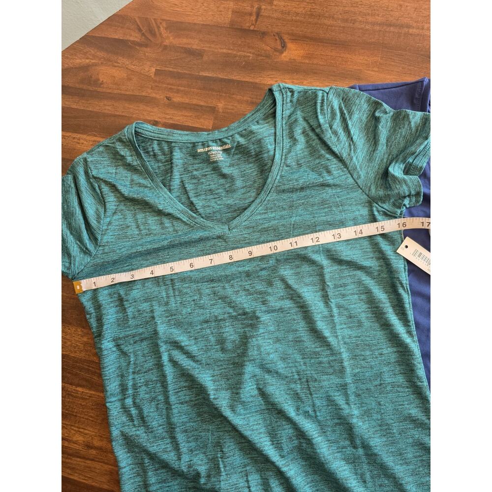 NWT Amazon Essentials Womens XS 2-Pack V-Neck Tech T-Shirts Teal Navy Activewear - Picture 2 of 9